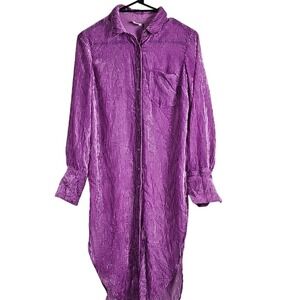 Anthropoligie Akemi & Kin Purple Indie Sheer Long Button Down Size Xs Womens